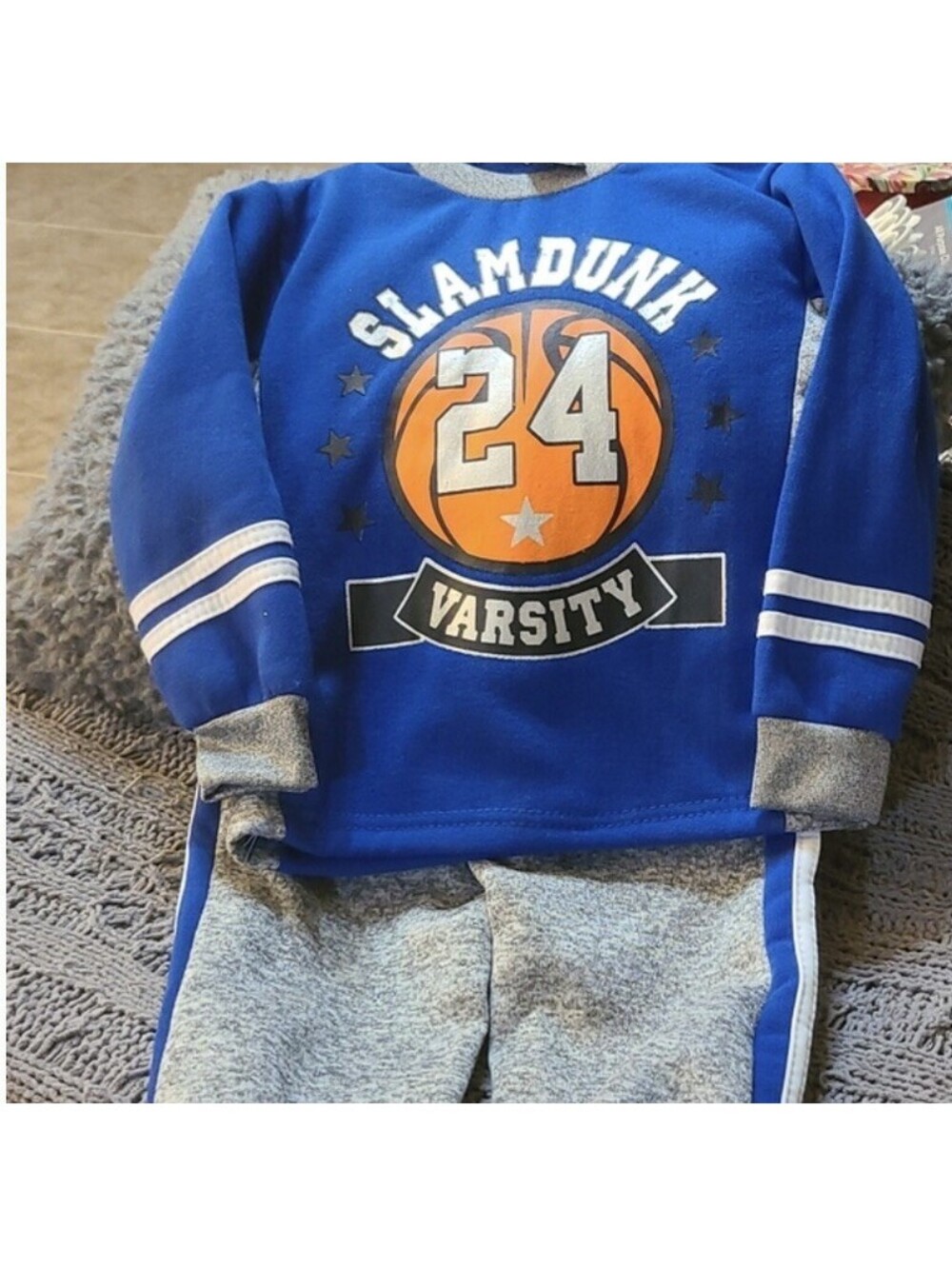MAD GAME BOYS' INFANT CHAMP & SLAM DUNK BASKETBALL 2-PC. JOGGER SET SIZE 12 M